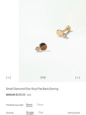 WWAKE Gold Disc Stud Single Earring with Diamond Accent